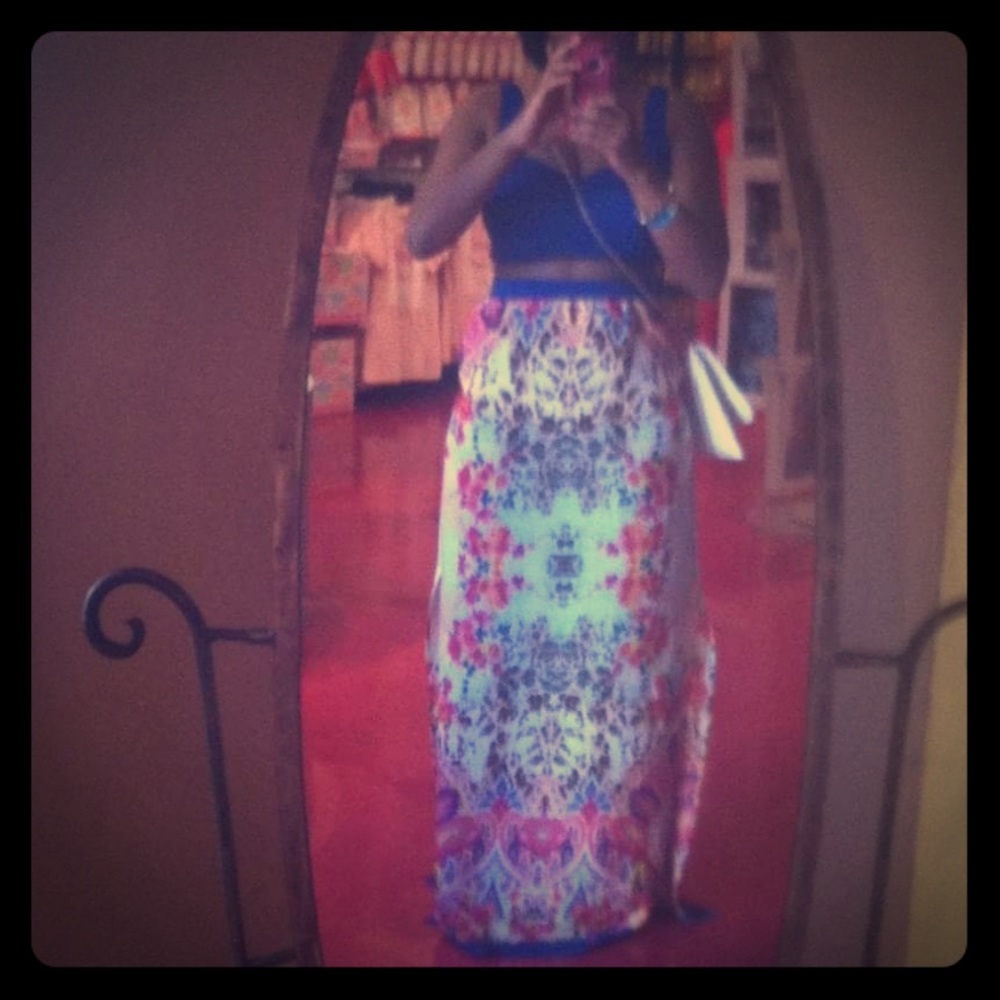 Bebe Colorful Royal Blue Cutout Maxi Dress